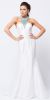 Bejeweled Halter Necklace Fit-n-Flare Long Prom Dress in Off White
